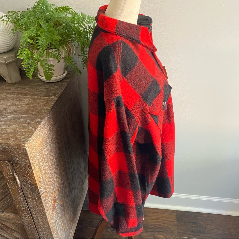 RARE Vtg L.L. Bean Wool Flannel Buffalo Plaid Jacket Mens XL Red Black - Picture 6 of 11